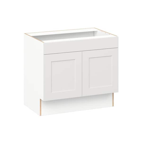 Roseland 36 in. W x 24 in. D x 32.5 in. H Assembled Shaker Accessible ADA Sink Base Kitchen Cabinet in Warm White