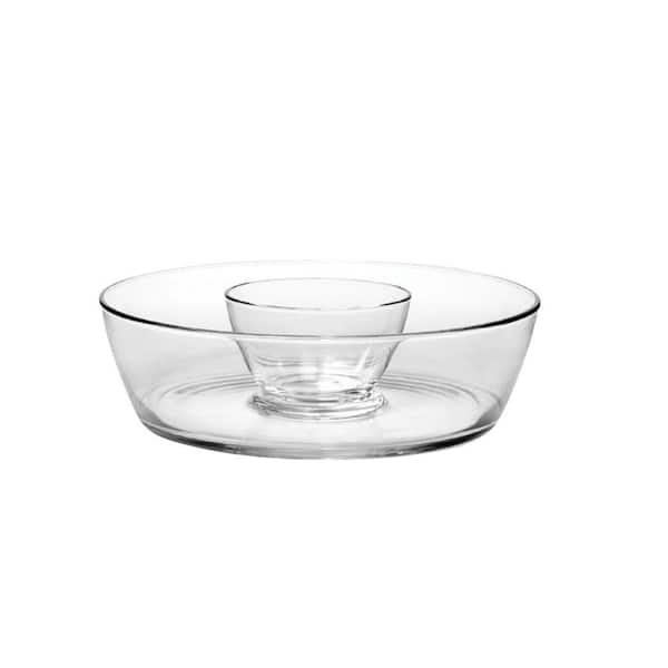 11 in. Clear Glass Round Chip and Dip Servers (Set of 2)