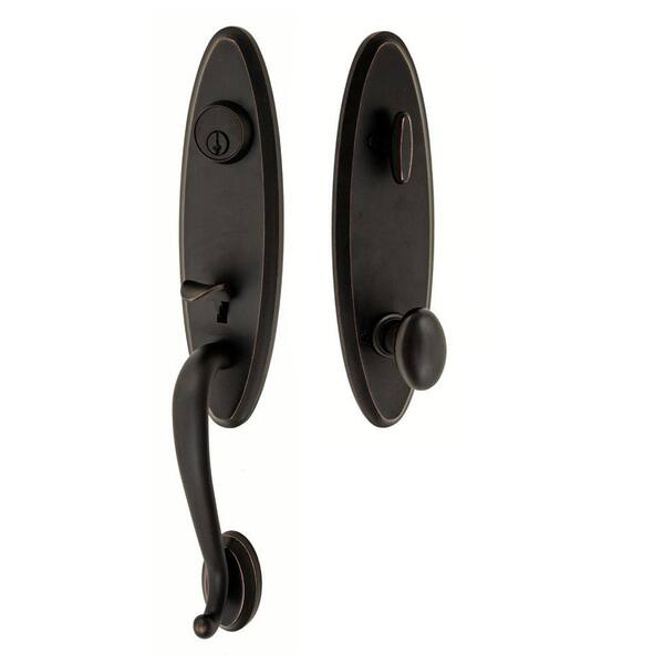 Fusion Oil-Rubbed Bronze Westbrook Interconnect Interior Handle Set with Egg Knob