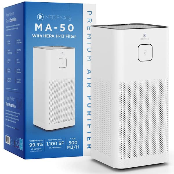 MEDIFY AIR MA-50-W1 Air Purifier H13 HEPA Filter with UV 1100 sq. ft. Coverage 99.9% Removal to 0.1 Microns White (1-Pack) - 1