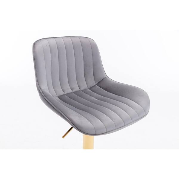 HOMEFUN 41 in. Gray Low Back Metal Frame Adjustable Cushioned Bar 