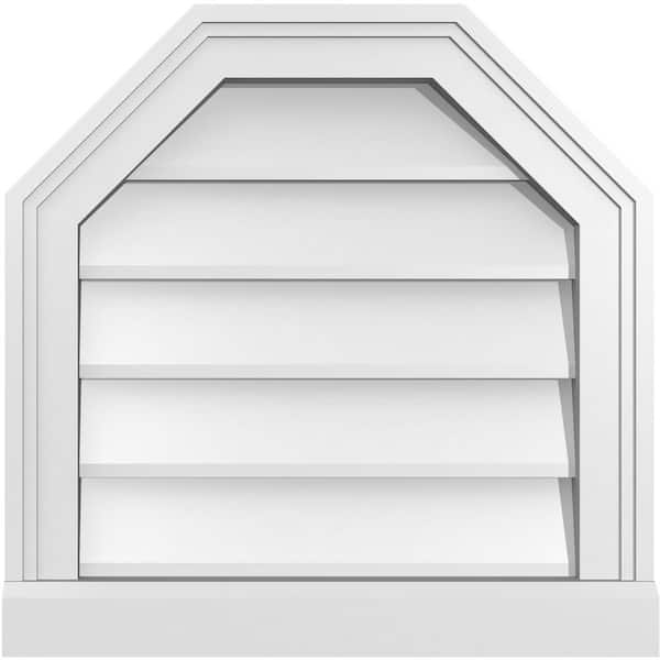 Ekena Millwork 18 in. x 18 in. Octagonal Top Surface Mount PVC Gable Vent: Decorative with Brickmould Sill Frame