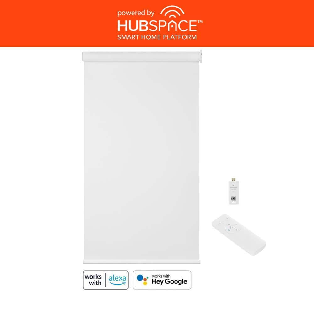 White Cordless Blackout Polyester Fabric Smart Roller Shades 23 in. x 72 in. L Powered by Hubspace (With Gateway) price history on PriceWatchPro