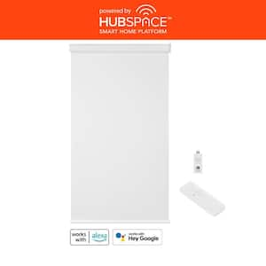 White Cordless Blackout Polyester Fabric Smart Roller Shades 23 in. x 72 in. L Powered by Hubspace (With Gateway)