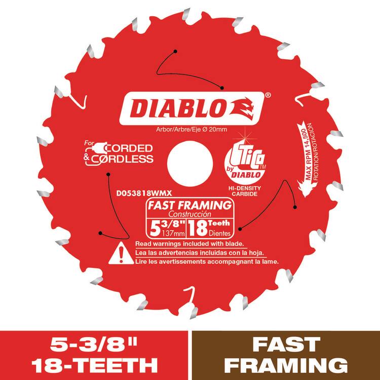 DIABLO 5-3/8in. x 18-Teeth Fast Framing Circular Saw Blade for Wood