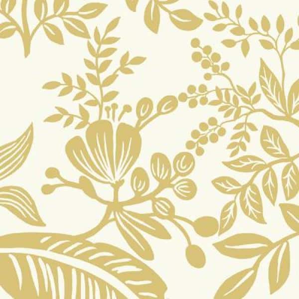 Canopy Gold & White Tropical Leaves Removable Wallpaper Roll