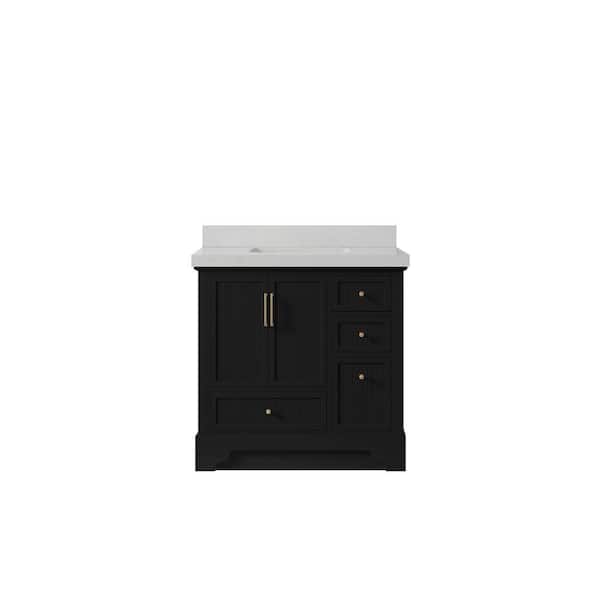 Willow Collections Alys 36 in. W x 22 in. D x 36 in. H Single Sink Bath Vanity Center in Black with 2 in. Carrara Qt. Top