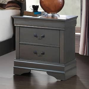 Louis Philippe III 2-Drawer Gray Nightstand 23.75 in. x 21.63 in. x 15.75 in.