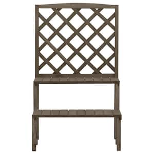 27.5 in. x 16.5 in. x 45.2 in. Gray Solid Fir Wood Plant Stand with Trellis