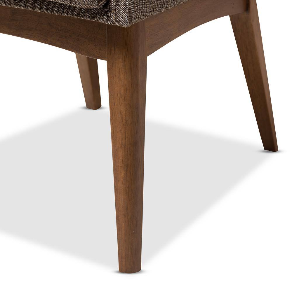 Mid-Century Modern Nexus Upholstered Leather Parsons Arm Chair in Gray and Brown