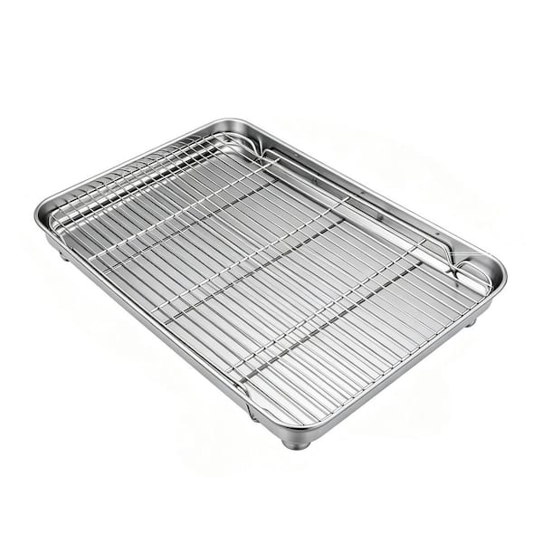 19.6 in. Stainless Steel Baking Sheet Pan with Cooling Rack Set for Oven Use, Cooking Roasting, Dishwasher Safe