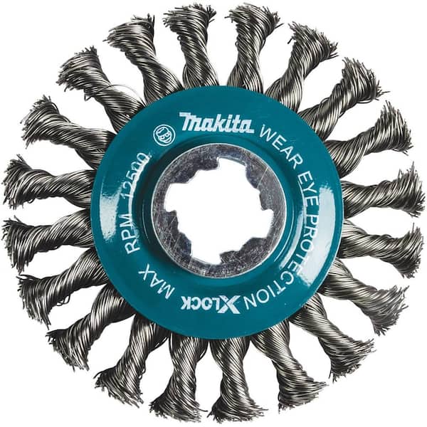 Makita X-Lock Quick Change System 4-1/2 in. Carbon Steel Full Cable Knotted Twist Wire Wheel