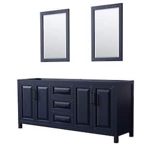 Daria 78.75 in. W x 21.5 in. D x 35 in. H Double Bath Vanity Cabinet without Top in Dark Blue with 24 in. Mirrors