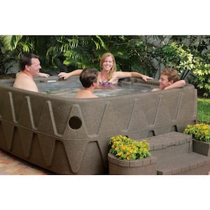 Premium 500 5-Person Plug and Play Hot Tub with 29 Stainless Jets, Heater, Ozone and LED Waterfall in Brownstone