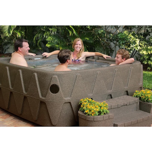 AquaRest Spas Premium 500 5-Person Plug and Play Hot Tub with 29 Stainless Jets, Heater, Ozone and LED Waterfall in Brownstone