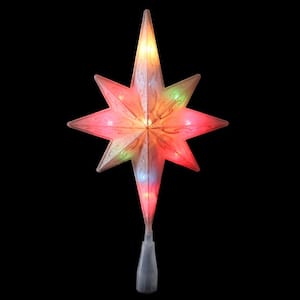 11 in. Frosted Bethlehem Star with Gold Scrolling Christmas Tree Topper in Multi-Lights