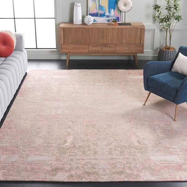 Centennial 9 ft. x 12 ft. Petal Pink Distressed High-Low Area Rug