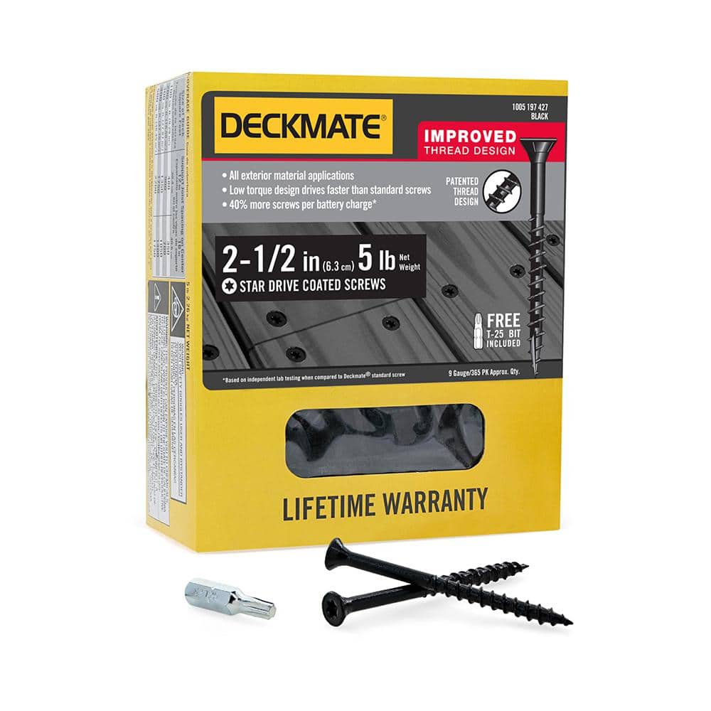 "#9 x 2-1/2 in. Black Exterior Self-Starting Torx Drive Flat-Head Deck Screw (5 lbs. / 435-Piece)" price history on PriceWatchPro