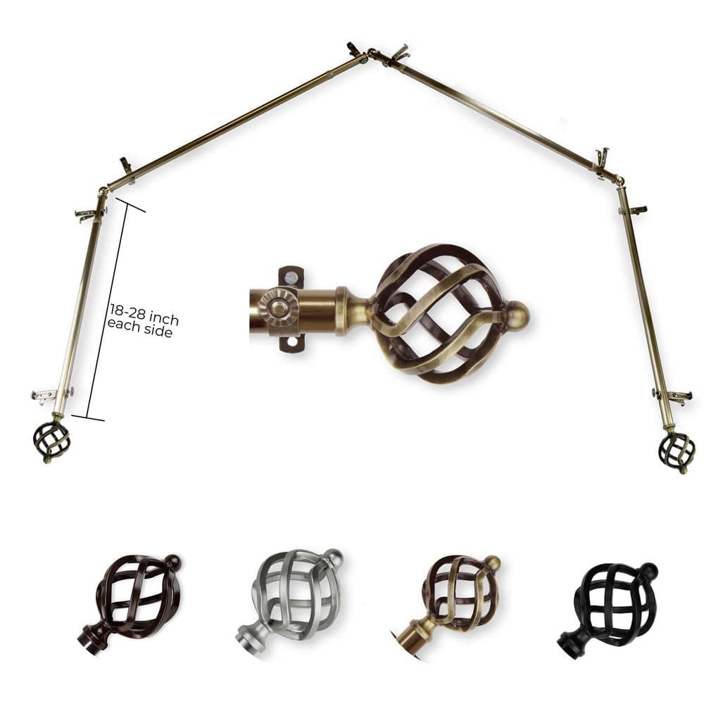 "13/16"" Twist 4-Sided Bay Window Curtain Rod (18-28 inch each side)-Antique Brass" price history on PriceWatchPro