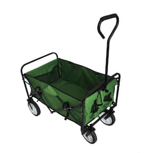 4 cu. ft. Foldable Fabric Garden Cart Outdoor Collapsible Moving Trailer Beach Cart with Big Wheels, Grass Green
