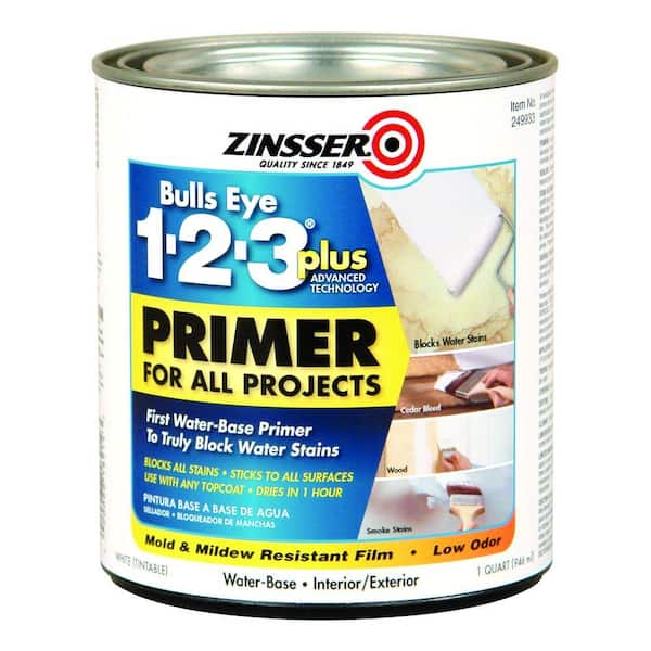 Zinsser Bulls Eye 1-2-3 Plus 1 qt. White Water-Based Interior/Exterior Primer and Sealer (6-Pack)