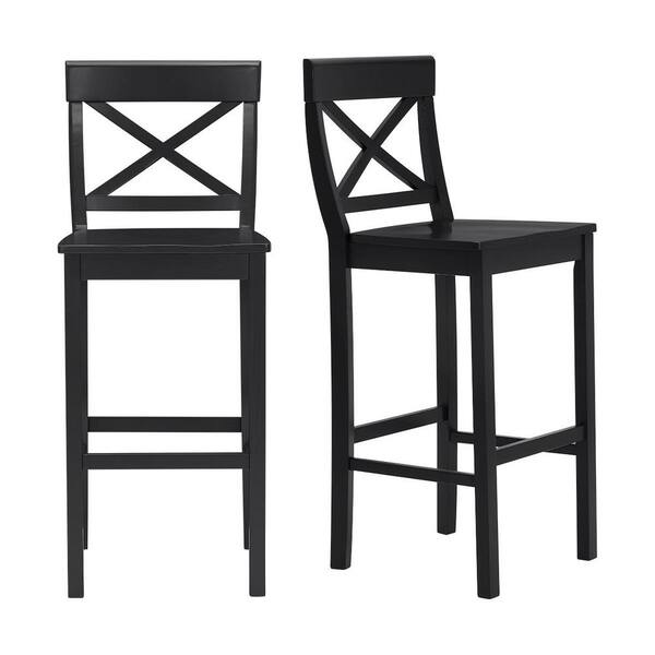 Black Cross Back Bar Stools, 24 Inch Wooden Bar Stools With Back