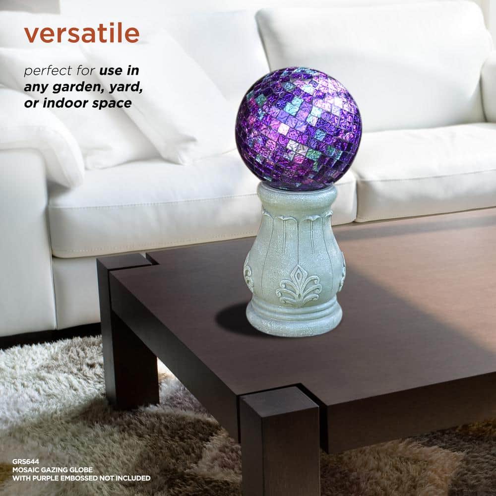 12" Tall Green Polyresin Roman Column Gazing Globe Stand