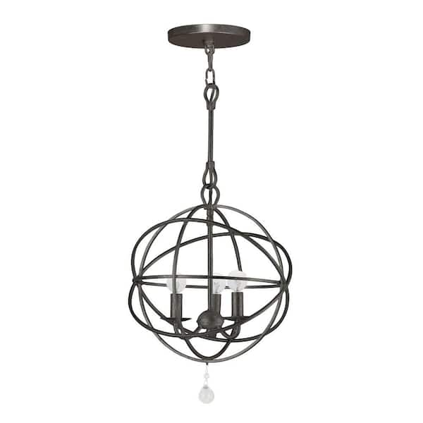 Crystorama Solaris Collection 3 Light English Bronze Indoor Orb Chandelier 9225 Eb The Home Depot