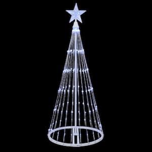 48 in. Christmas Cool White LED Animated Lightshow Cone Tree with 154 Lights and Star Topper