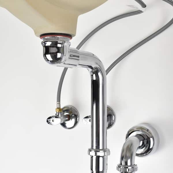 1-1/4 in. 17-Gauge Chrome-Plated Brass Tailpiece with Sink Drain, P-Trap and Overflow Plug