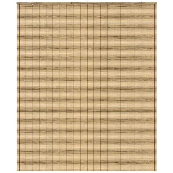Oriental Furniture Burnt Bamboo Cordless Window Shade Tortoise 60 in. W x 72 in. L