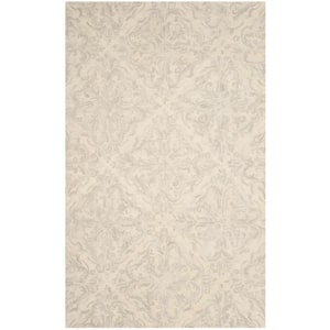 Blossom Ivory/Gray 6 ft. x 9 ft. Diamond Damask Floral Area Rug
