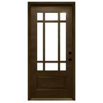 36 in. x 80 in. Craftsman 9 Lite Stained Mahogany Wood Prehung Front Door