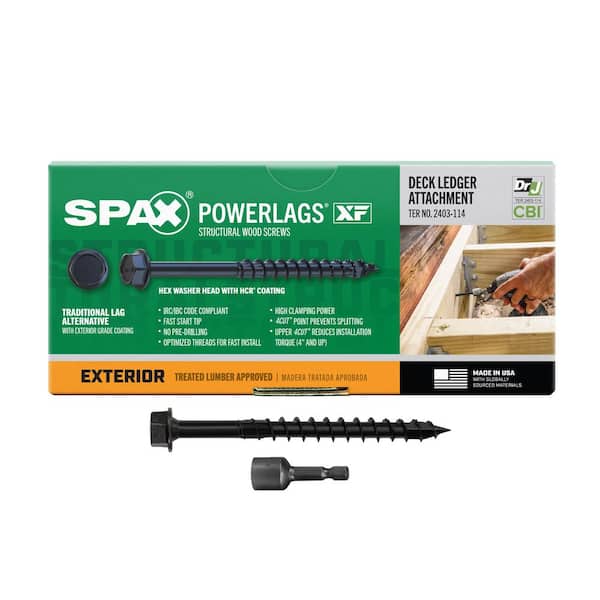SPAX 5/16 in. x 4 in. Black Powerlags Exterior 7/16 in. Hex Hex Head ...