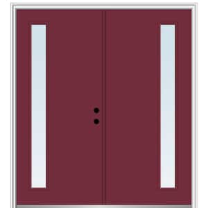 64 in. x 80 in. Viola Left Hand Inswing 1-Lite Clear Low-E Painted Fiberglass Smooth Prehung Front Door