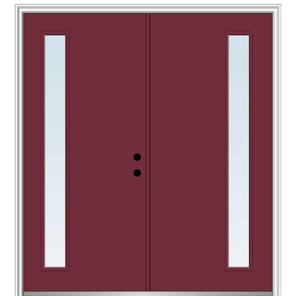 72 in. x 80 in. Viola Left-Hand Inswing 1-Lite Clear Low-E Painted Fiberglass Smooth Prehung Front Door