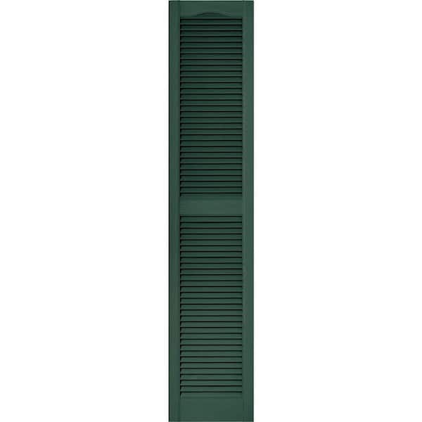 Builders Edge 15 in. x 72 in. Louvered Vinyl Exterior Shutters Pair in ...