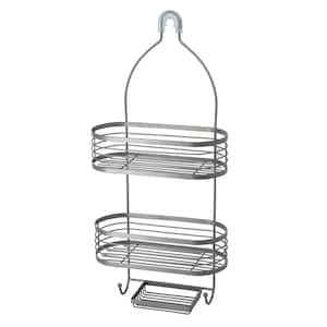 3 Tier Over the Shower Caddy with Banded Accents in Matte Satin