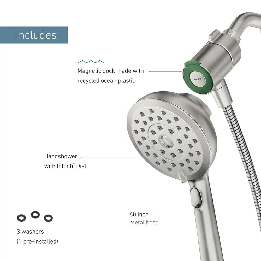 Nickel Handheld Shower Head with Magnetix Docking System
