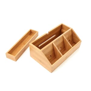 3-Component Bamboo Charging Station and Desk Organizer, Brown