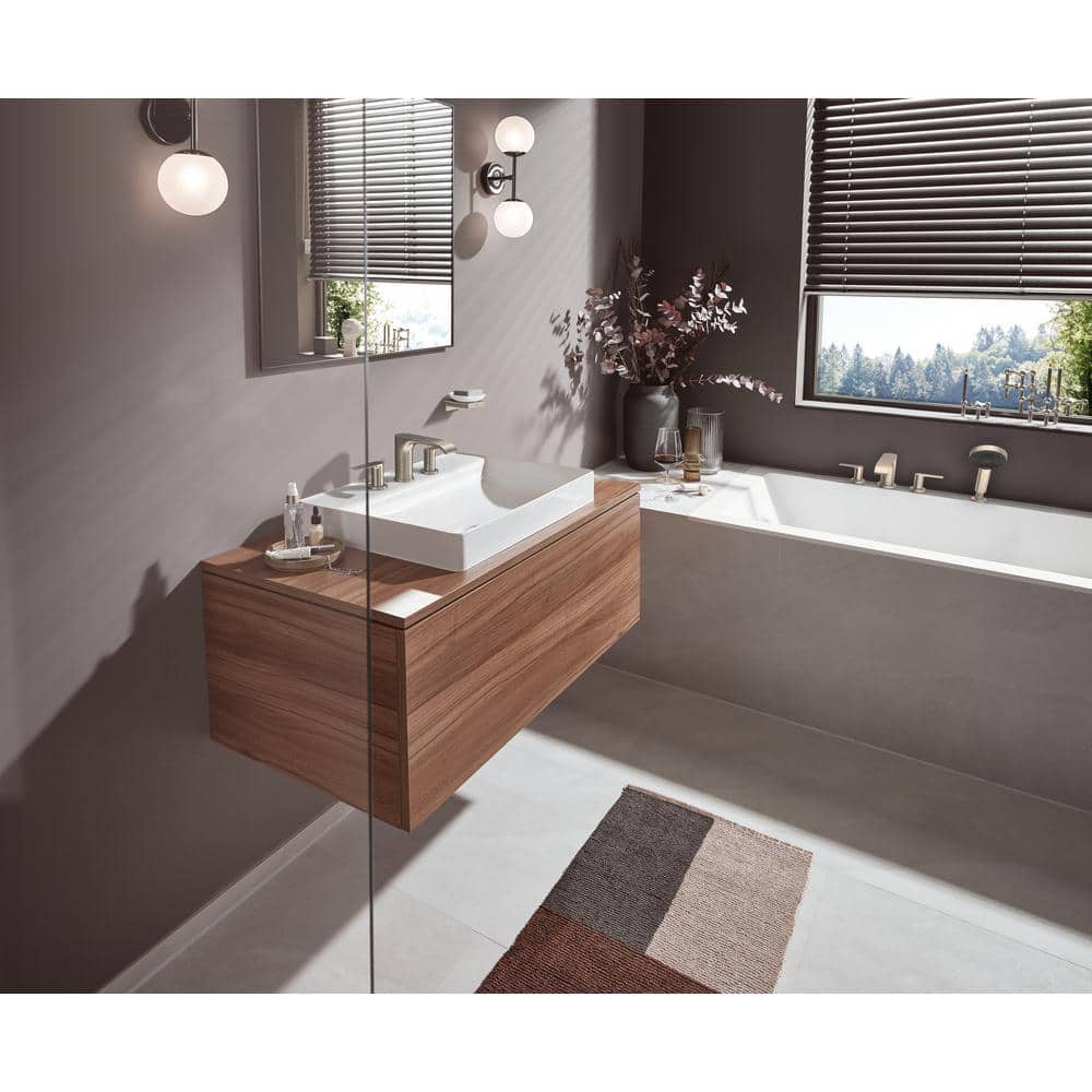 Modern White and Nickel 8" Widespread Bathroom Faucet with Ceramic Disc Valve