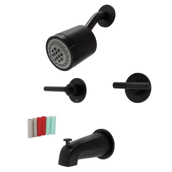 Kingston Brass Kaiser Double Handle 2-Spray Tub and Shower Faucet 2 GPM in. Matte Black (Valve Included)