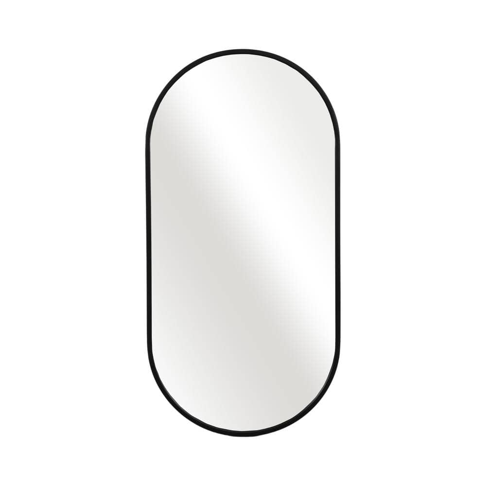 Black 20 in. x 40 in. Modern Capsule Oval Metal Framed Mirror price history on PriceWatchPro