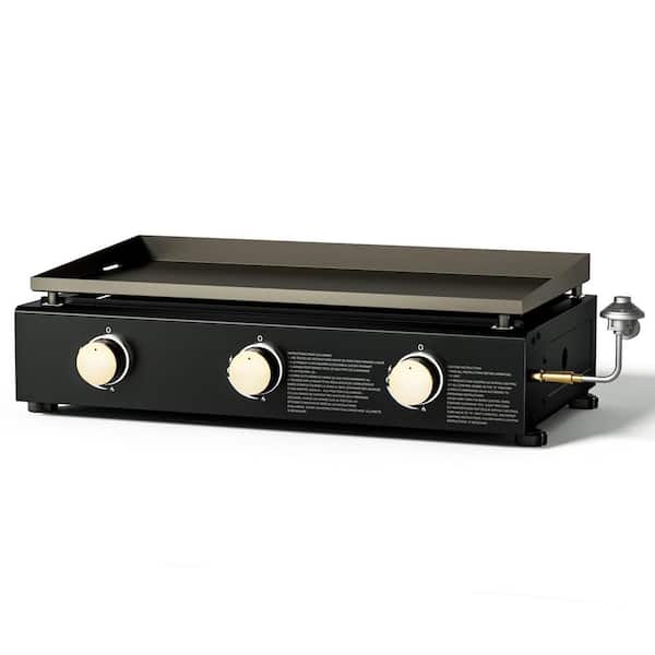 3-Burner Propane Gas Grill 28 in. Table Top Gas Griddle in Black
