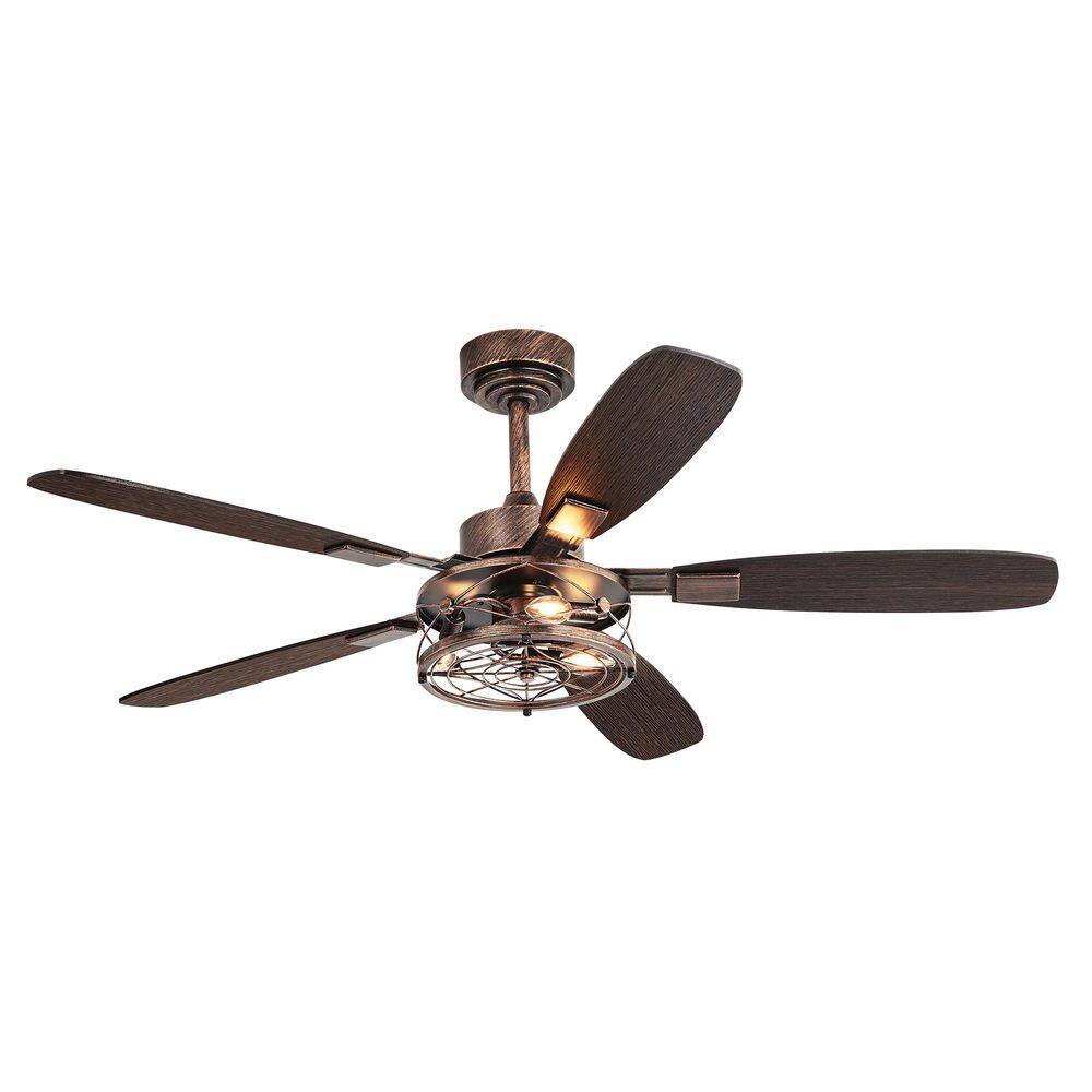 52 Inch Black Flush Mount Indoor/Outdoor Ceiling Fan with Light Remote Control Quiet Reversible DCMotor for Living Room price history on PriceWatchPro