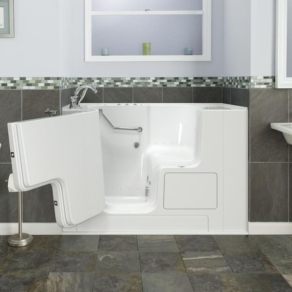 Gelcoat Value Series 52 in. x 32 in. Left Hand Walk-In Whirlpool and Air Bathtub with Outward Opening Door in White