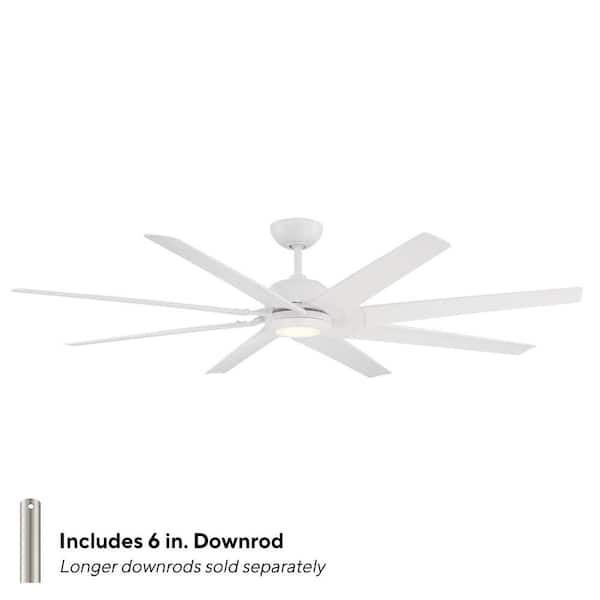 Roboto XL 70 in. Indoor/Outdoor 8-Blade Smart Ceiling Fan in Matte White with 3000K and Remote Control
