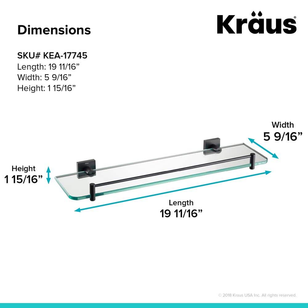 Matte Black Glass Wall Mount Bathroom Shelf