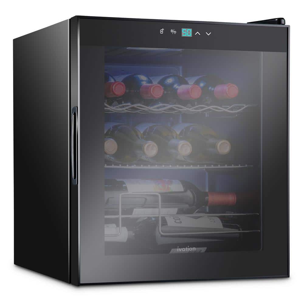 LCD See-Through 12-Bottle Lilac Ice-Chest Black Duplex Circulation Perfect Ventilation Tempered Glass Door Small Appliances Built-In Wine Cellars Chiller Popular Mini Wine Cooler Refrigerator 