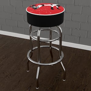 Shadow Babes B Series 31 in. Red Backless Metal Bar Stool with Vinyl Seat